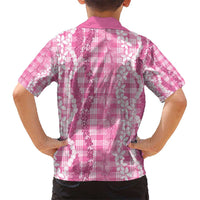 Hawaiian Ohia Lehua Lei Kid Hawaiian Shirt Plaid Palaka Akala Pattern - Polynesian Pride