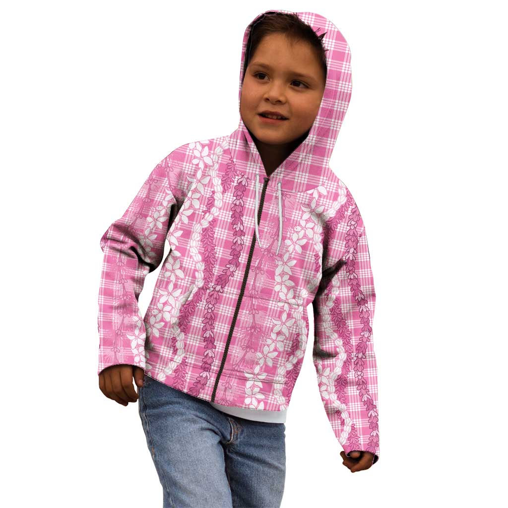 Hawaiian Ohia Lehua Lei Kid Hoodie Plaid Palaka Akala Pattern - Polynesian Pride