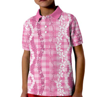 Hawaiian Ohia Lehua Lei Kid Polo Shirt Plaid Palaka Akala Pattern - Polynesian Pride