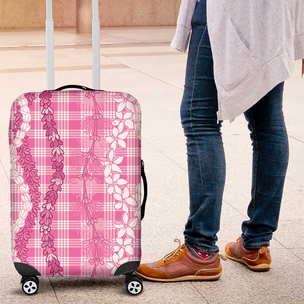 Hawaiian Ohia Lehua Lei Luggage Cover Plaid Palaka Akala Pattern - Polynesian Pride
