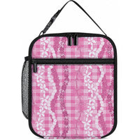 Hawaiian Ohia Lehua Lei Lunch Bag Plaid Palaka Akala Pattern