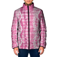 Hawaiian Ohia Lehua Lei Padded Jacket Plaid Palaka Akala Pattern - Polynesian Pride