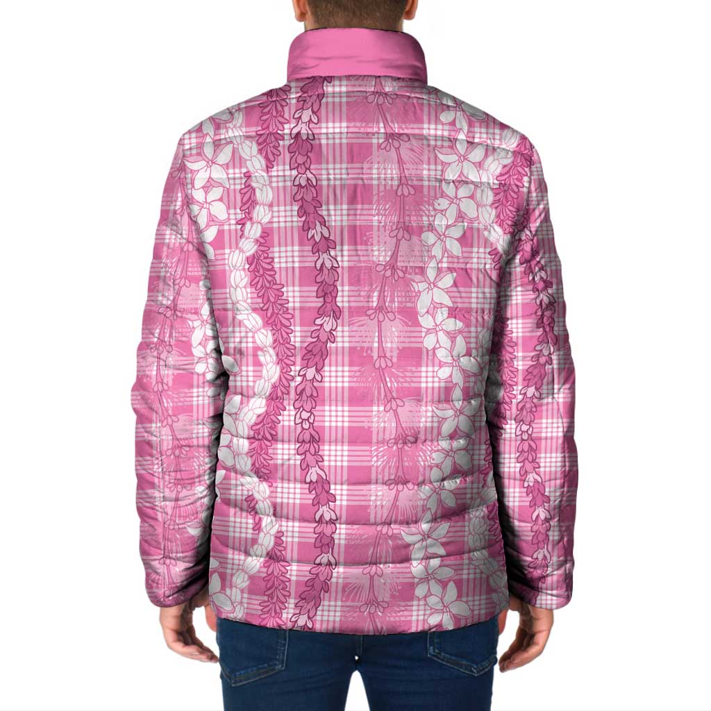 Hawaiian Ohia Lehua Lei Padded Jacket Plaid Palaka Akala Pattern - Polynesian Pride