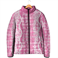 Hawaiian Ohia Lehua Lei Padded Jacket Plaid Palaka Akala Pattern - Polynesian Pride