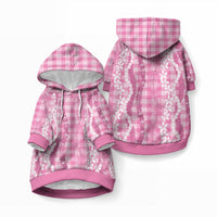 Hawaiian Ohia Lehua Lei Pet Hoodie Plaid Palaka Akala Pattern