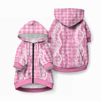 Hawaiian Ohia Lehua Lei Pet Hoodie Plaid Palaka Akala Pattern