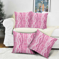 Hawaiian Ohia Lehua Lei Pillow Cover Plaid Palaka Akala Pattern - Polynesian Pride