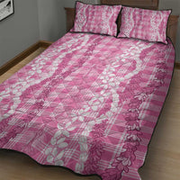 Hawaiian Ohia Lehua Lei Quilt Bed Set Plaid Palaka Akala Pattern - Polynesian Pride