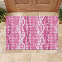 Hawaiian Ohia Lehua Lei Rubber Doormat Plaid Palaka Akala Pattern - Polynesian Pride