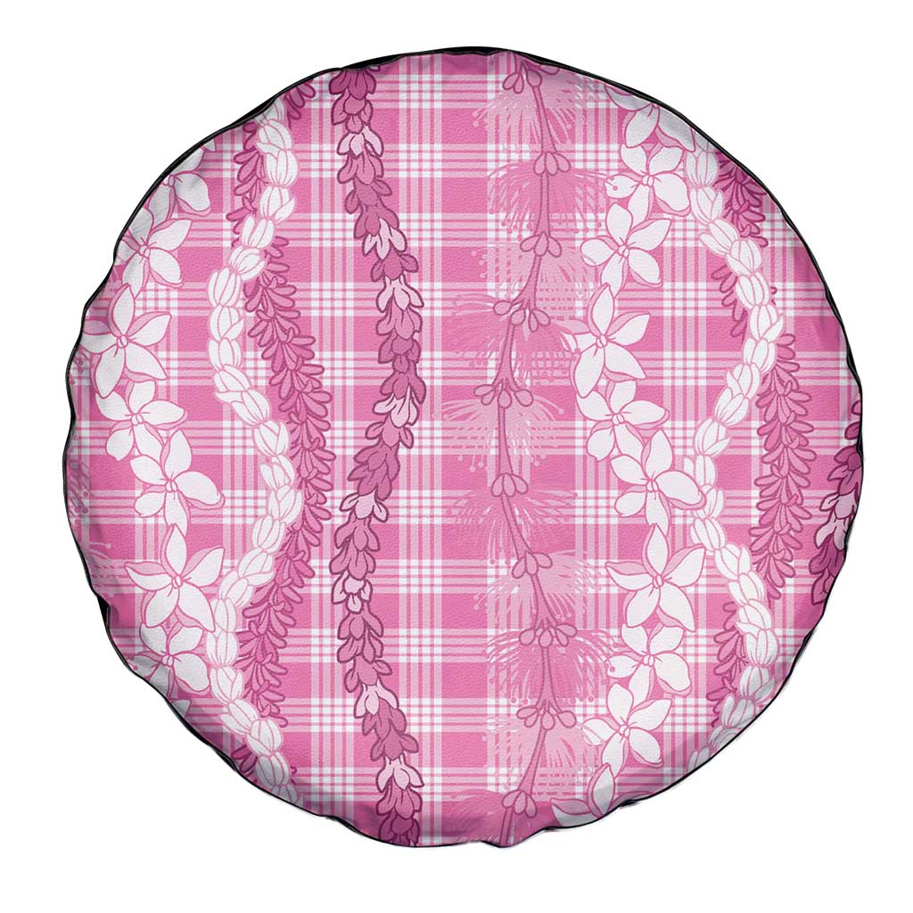 Hawaiian Ohia Lehua Lei Spare Tire Cover Plaid Palaka Akala Pattern - Polynesian Pride