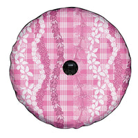 Hawaiian Ohia Lehua Lei Spare Tire Cover Plaid Palaka Akala Pattern - Polynesian Pride