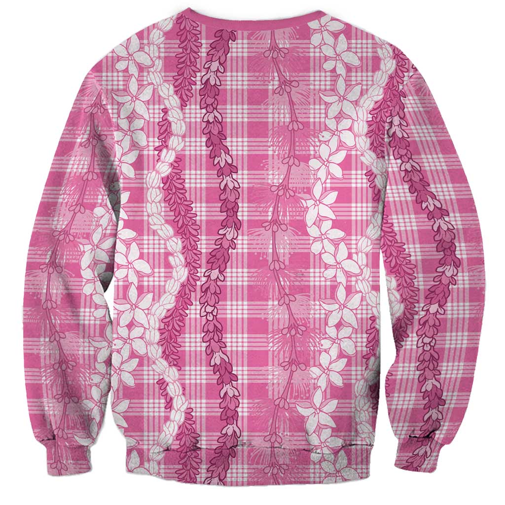 Hawaiian Ohia Lehua Lei Sweatshirt Plaid Palaka Akala Pattern - Polynesian Pride