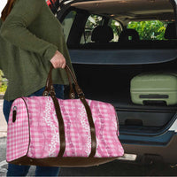 Hawaiian Ohia Lehua Lei Travel Bag Plaid Palaka Akala Pattern - Polynesian Pride