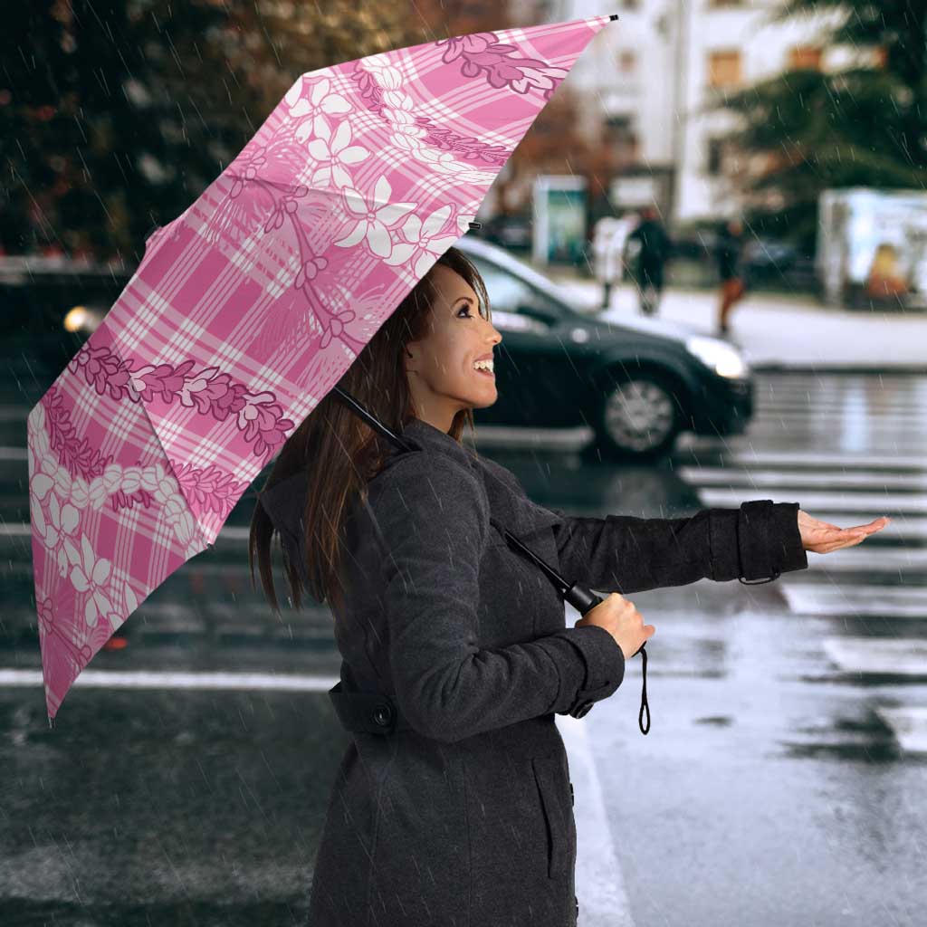Hawaiian Ohia Lehua Lei Umbrella Plaid Palaka Akala Pattern - Polynesian Pride