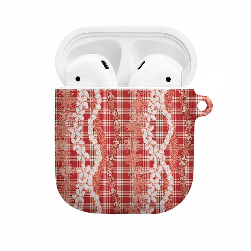 Hawaiian Ohia Lehua Lei AirPods Case Plaid Palaka Ulaula Pattern - Polynesian Pride