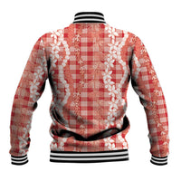 Hawaiian Ohia Lehua Lei Baseball Jacket Plaid Palaka Ulaula Pattern - Polynesian Pride