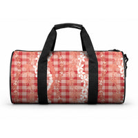 Hawaiian Ohia Lehua Lei Duffle Bag Plaid Palaka Ulaula Pattern LT9 One size Red - Polynesian Pride