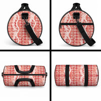 Hawaiian Ohia Lehua Lei Duffle Bag Plaid Palaka Ulaula Pattern LT9 - Polynesian Pride