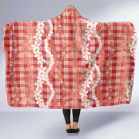 Hawaiian Ohia Lehua Lei Hooded Blanket Plaid Palaka Ulaula Pattern - Polynesian Pride