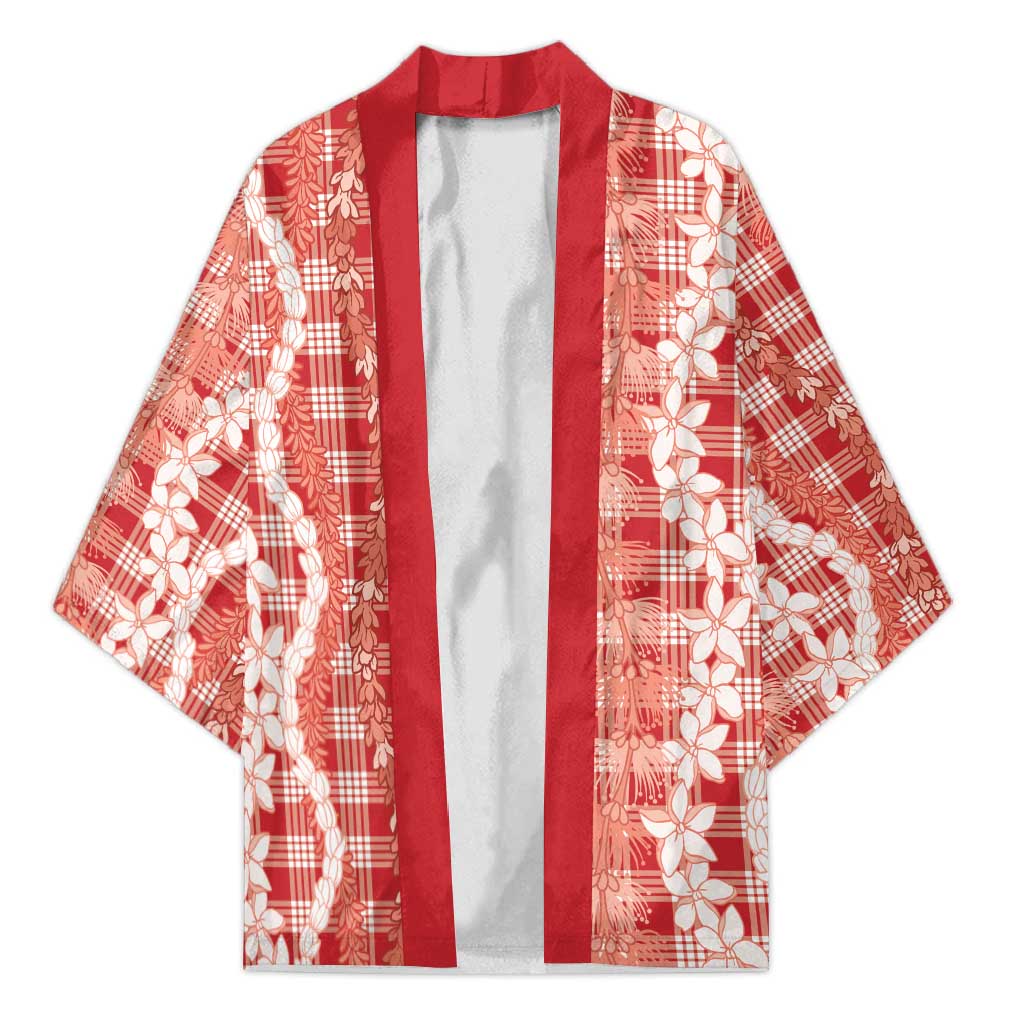 Hawaiian Ohia Lehua Lei Kimono Plaid Palaka Ulaula Pattern - Polynesian Pride