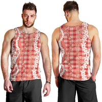 Hawaiian Ohia Lehua Lei Men Tank Top Plaid Palaka Ulaula Pattern - Polynesian Pride