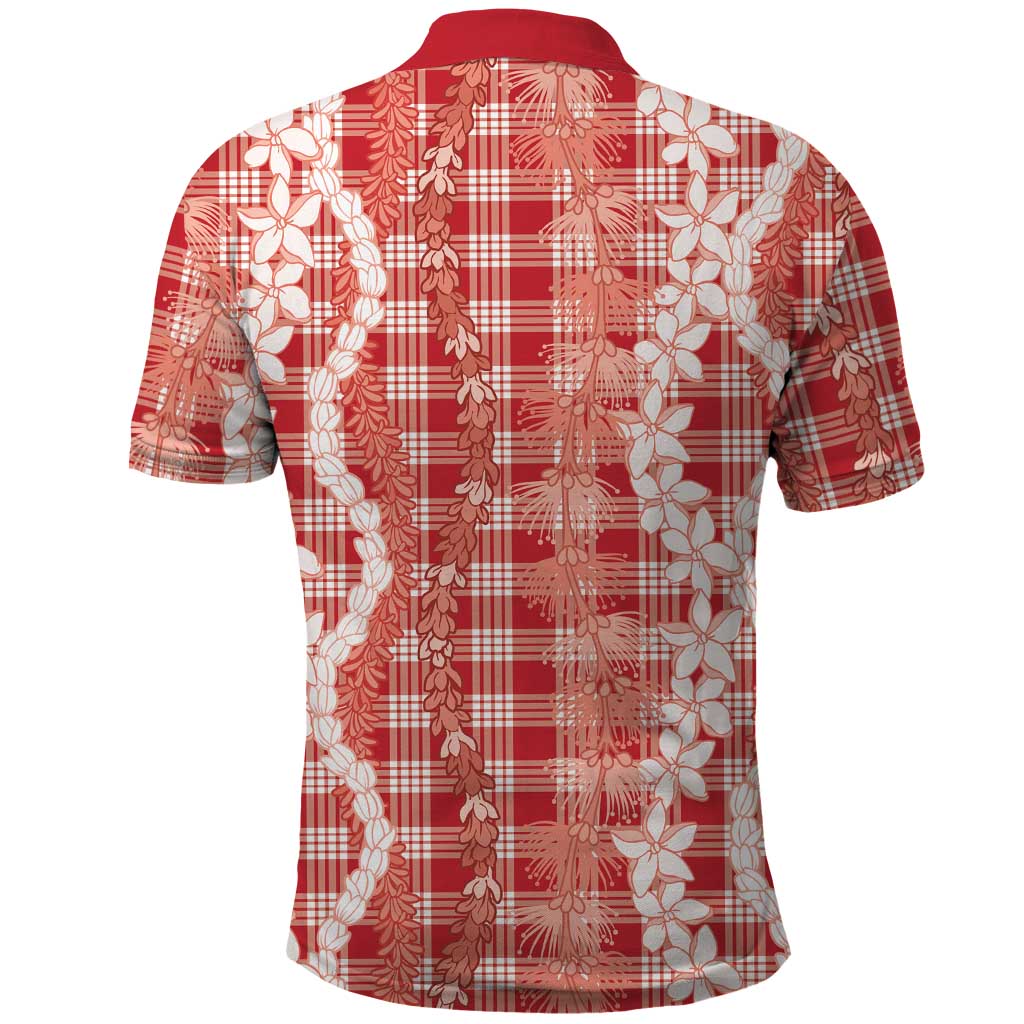 Hawaiian Ohia Lehua Lei Polo Shirt Plaid Palaka Ulaula Pattern - Polynesian Pride