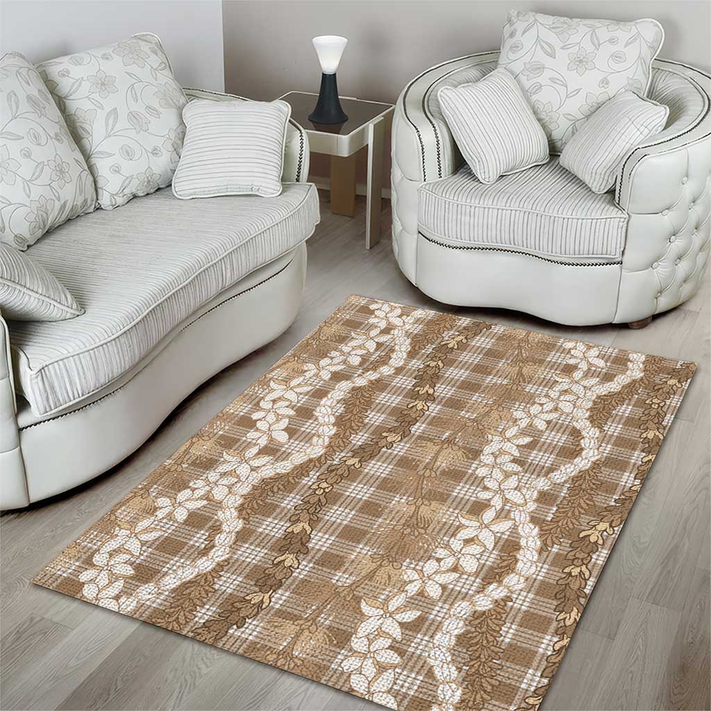 Hawaiian Ohia Lehua Lei Area Rug Plaid Palaka Kalaihaahaa Pattern - Polynesian Pride
