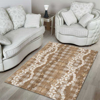 Hawaiian Ohia Lehua Lei Area Rug Plaid Palaka Kalaihaahaa Pattern - Polynesian Pride
