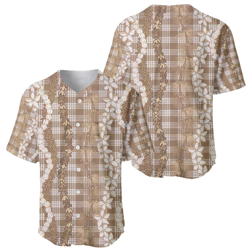 Hawaiian Ohia Lehua Lei Baseball Jersey Plaid Palaka Kalaihaahaa Pattern - Polynesian Pride