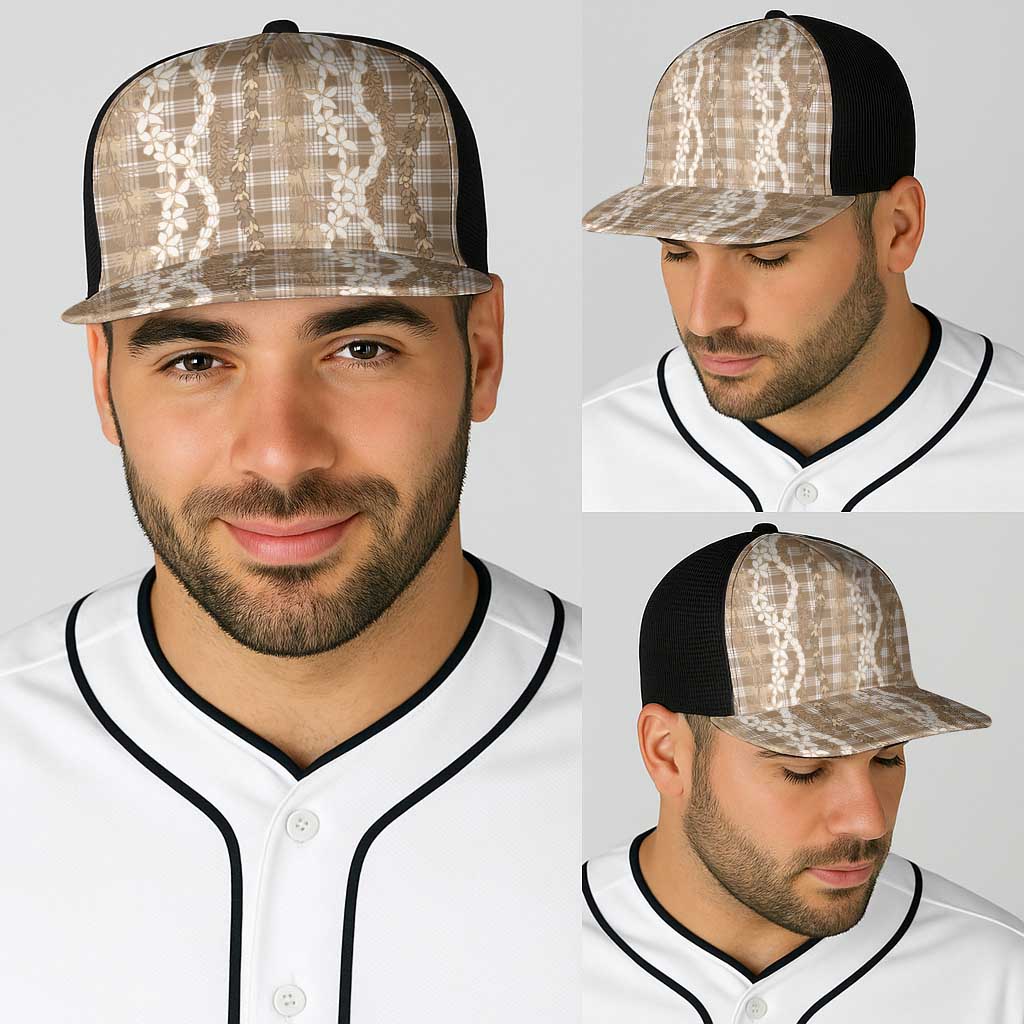 Hawaiian Ohia Lehua Lei Baseball Net Cap Plaid Palaka Kalaihaahaa Pattern - Polynesian Pride