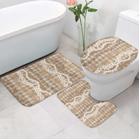 Hawaiian Ohia Lehua Lei Bathroom Set Plaid Palaka Kalaihaahaa Pattern - Polynesian Pride