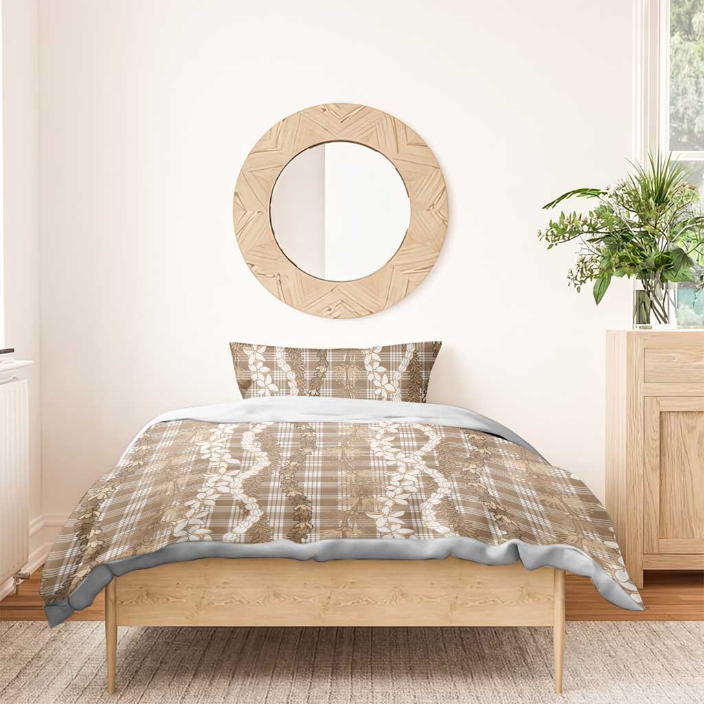 Hawaiian Ohia Lehua Lei Bedding Set Plaid Palaka Kalaihaahaa Pattern - Polynesian Pride