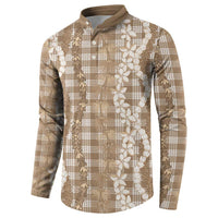 Hawaiian Ohia Lehua Lei Button Sweatshirt Plaid Palaka Kalaihaahaa Pattern - Polynesian Pride