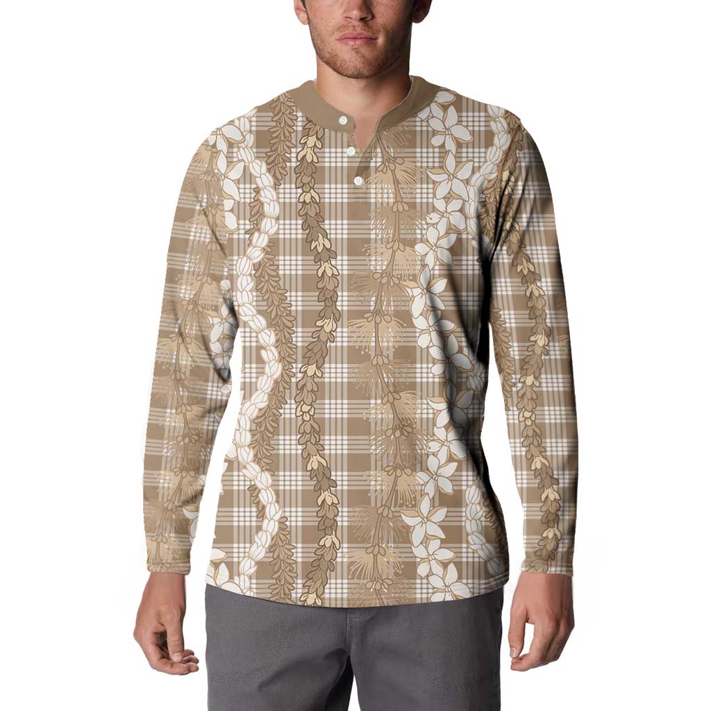 Hawaiian Ohia Lehua Lei Button Sweatshirt Plaid Palaka Kalaihaahaa Pattern - Polynesian Pride