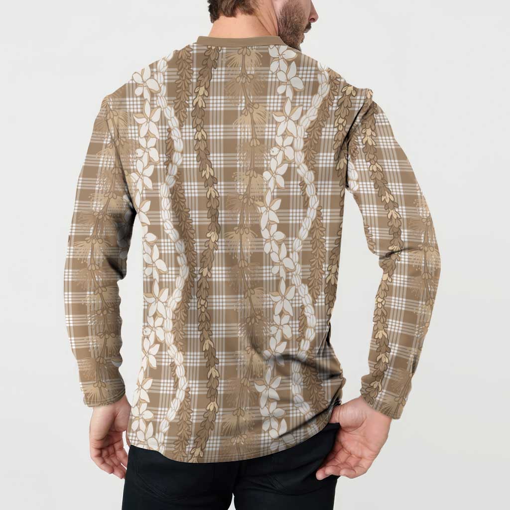 Hawaiian Ohia Lehua Lei Button Sweatshirt Plaid Palaka Kalaihaahaa Pattern - Polynesian Pride