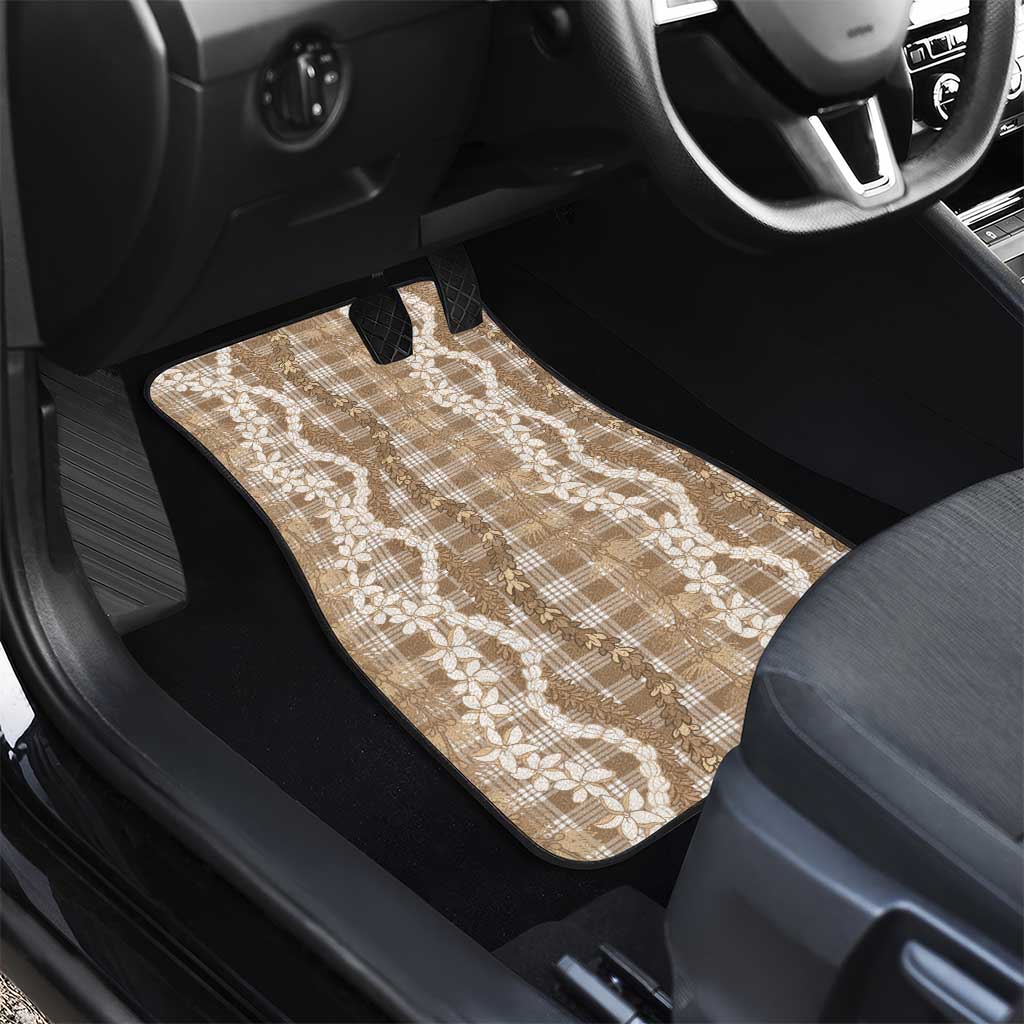 Hawaiian Ohia Lehua Lei Car Mats Plaid Palaka Kalaihaahaa Pattern - Polynesian Pride