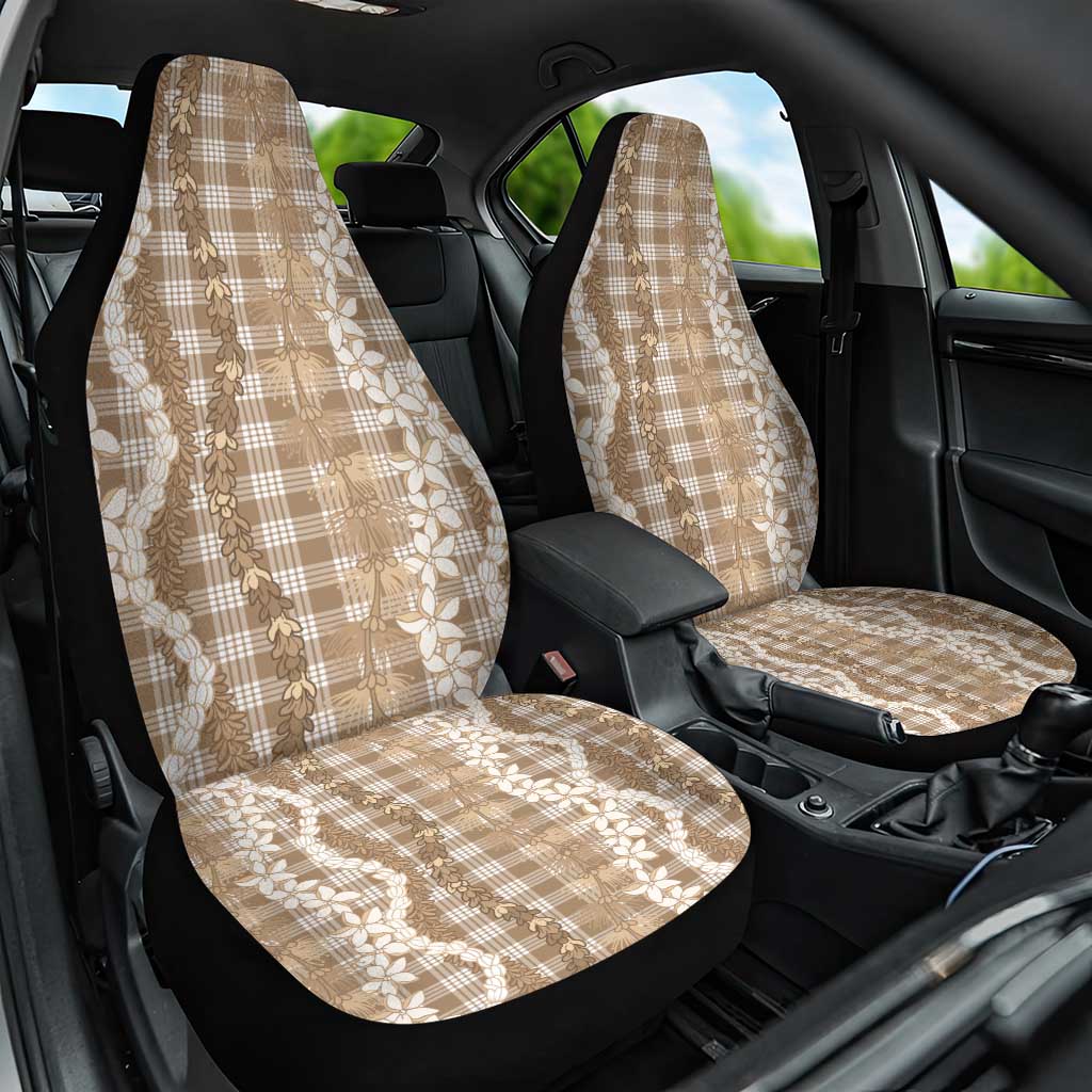 Hawaiian Ohia Lehua Lei Car Seat Cover Plaid Palaka Kalaihaahaa Pattern - Polynesian Pride