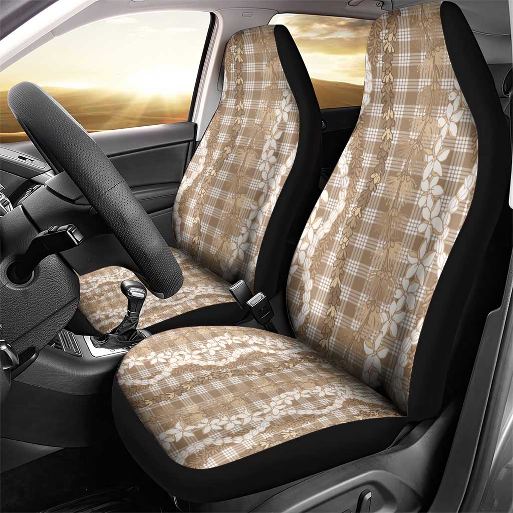 Hawaiian Ohia Lehua Lei Car Seat Cover Plaid Palaka Kalaihaahaa Pattern - Polynesian Pride