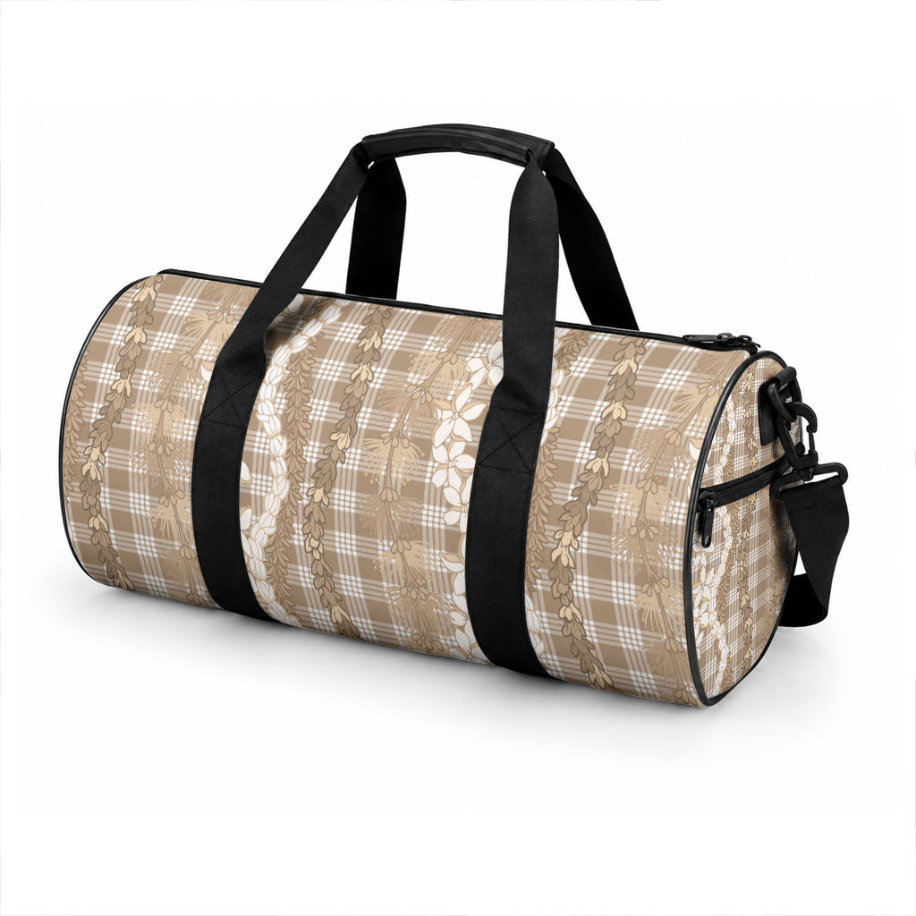 Hawaiian Ohia Lehua Lei Duffle Bag Plaid Palaka Kalaihaahaa Pattern