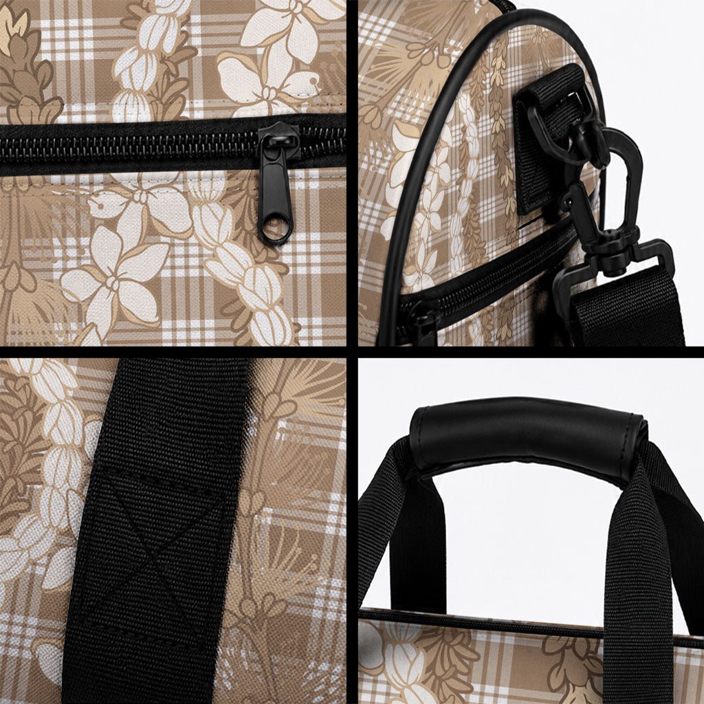 Hawaiian Ohia Lehua Lei Duffle Bag Plaid Palaka Kalaihaahaa Pattern