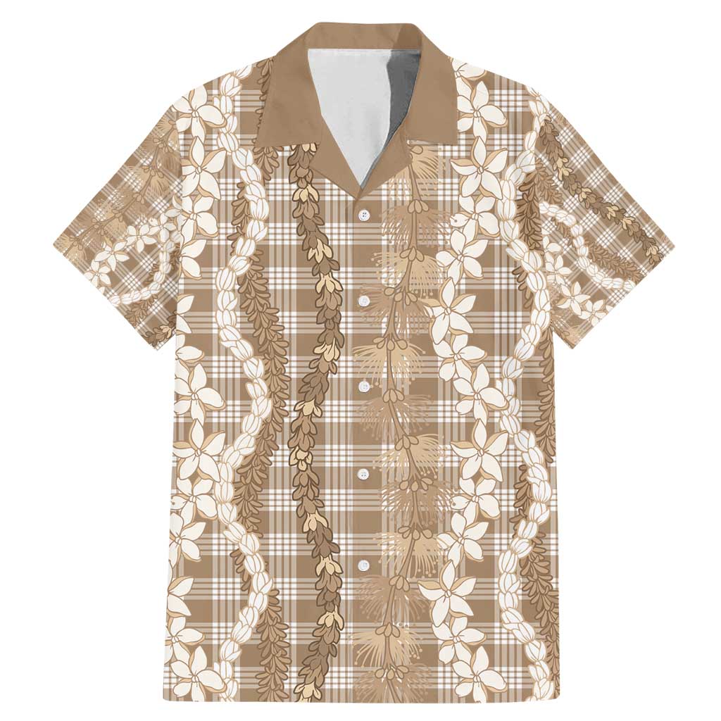 Hawaiian Ohia Lehua Lei Family Matching Mermaid Dress and Hawaiian Shirt Plaid Palaka Kalaihaahaa Pattern - Polynesian Pride