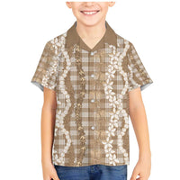 Hawaiian Ohia Lehua Lei Family Matching Mermaid Dress and Hawaiian Shirt Plaid Palaka Kalaihaahaa Pattern - Polynesian Pride