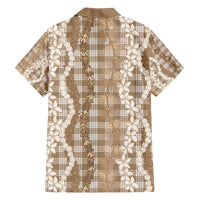 Hawaiian Ohia Lehua Lei Family Matching Off The Shoulder Long Sleeve Dress and Hawaiian Shirt Plaid Palaka Kalaihaahaa Pattern - Polynesian Pride