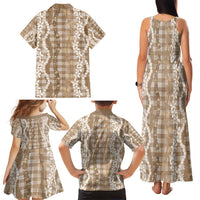 Hawaiian Ohia Lehua Lei Family Matching Tank Maxi Dress and Hawaiian Shirt Plaid Palaka Kalaihaahaa Pattern - Polynesian Pride