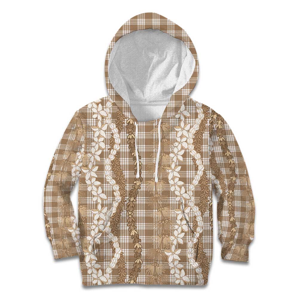 Hawaiian Ohia Lehua Lei Kid Hoodie Plaid Palaka Kalaihaahaa Pattern - Polynesian Pride