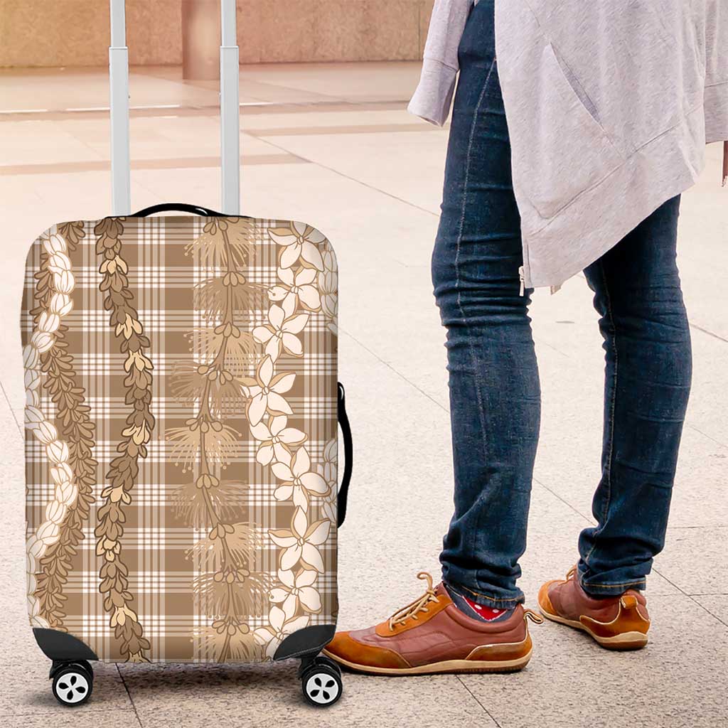 Hawaiian Ohia Lehua Lei Luggage Cover Plaid Palaka Kalaihaahaa Pattern - Polynesian Pride