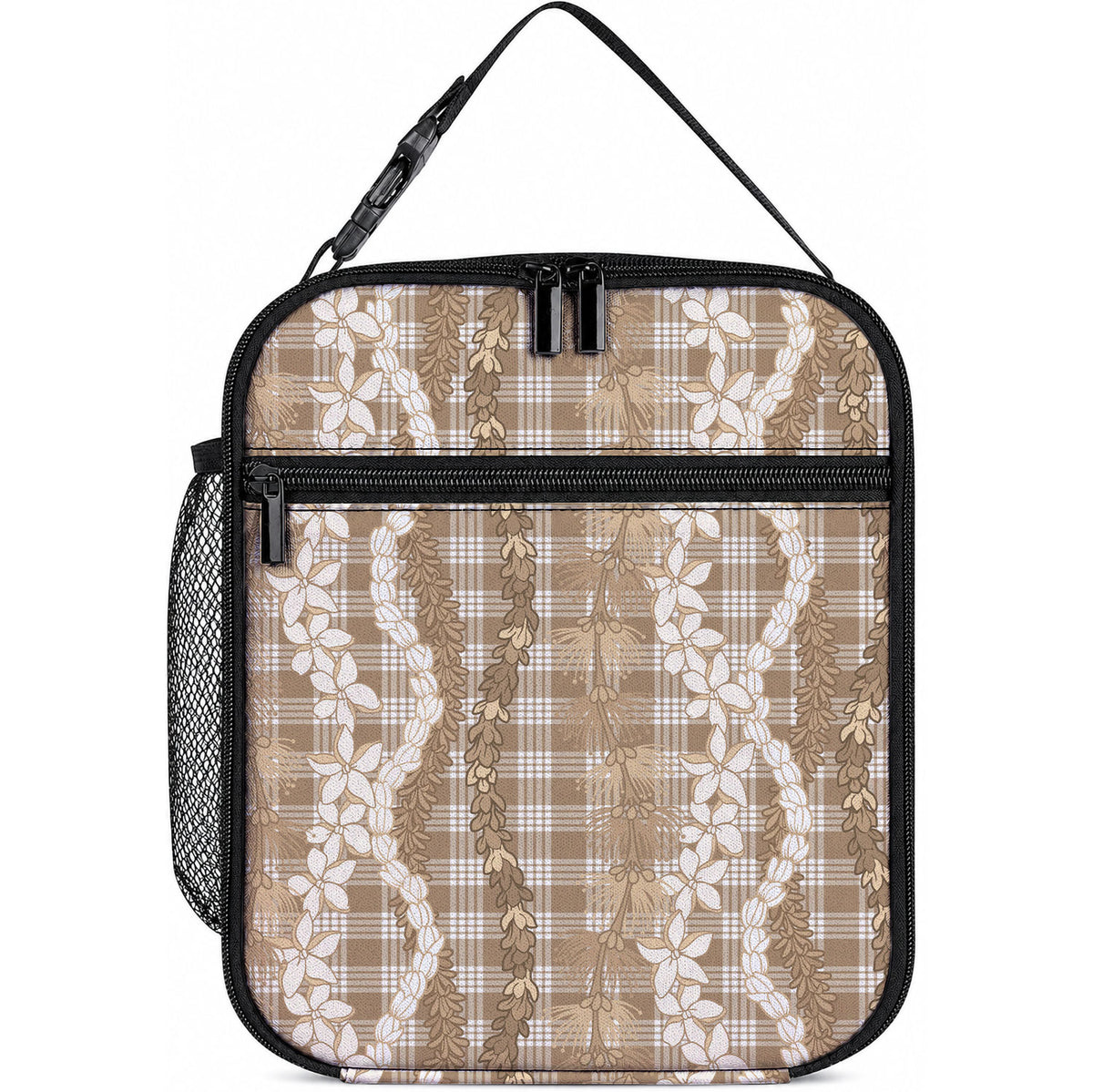 Hawaiian Ohia Lehua Lei Lunch Bag Plaid Palaka Kalaihaahaa Pattern