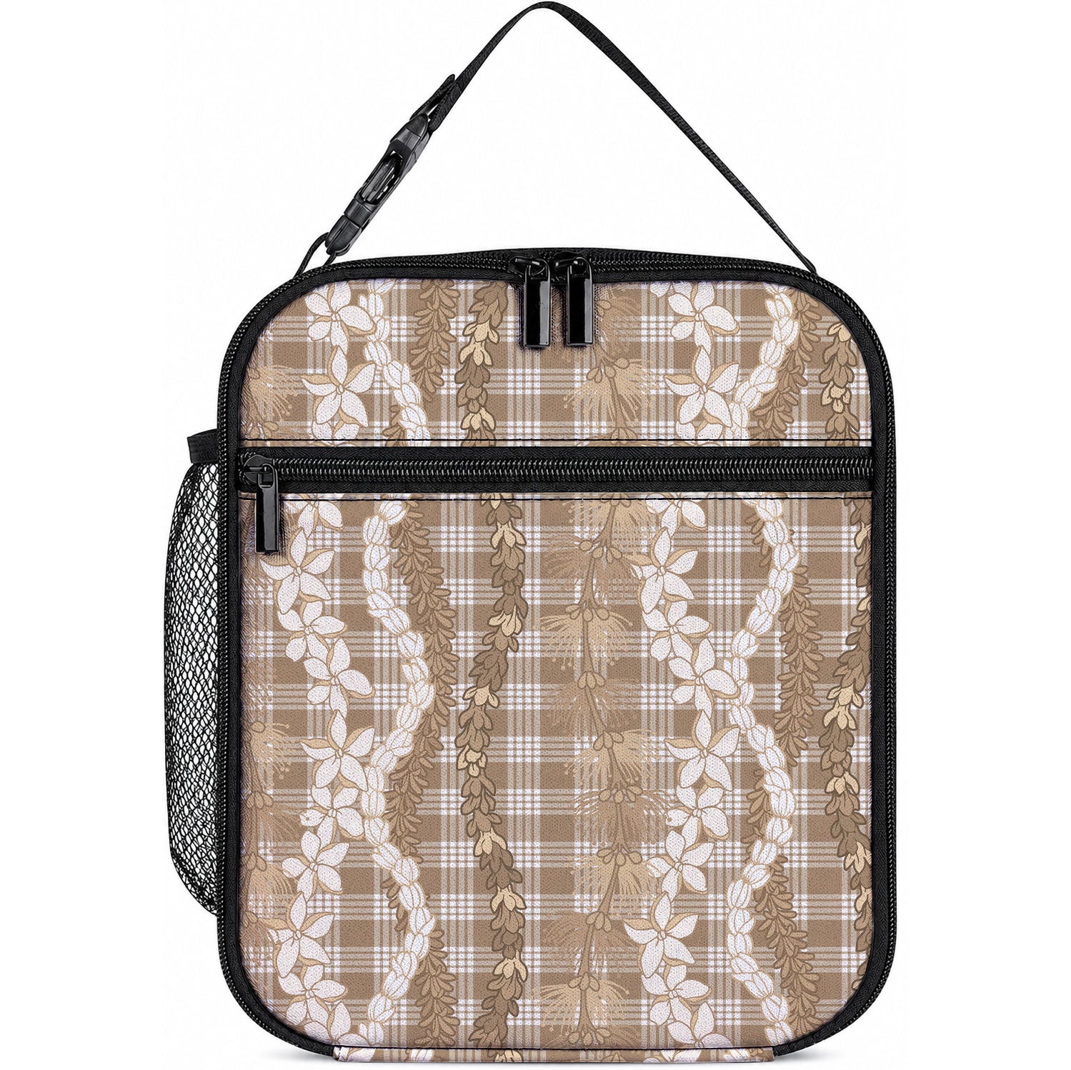 Hawaiian Ohia Lehua Lei Lunch Bag Plaid Palaka Kalaihaahaa Pattern