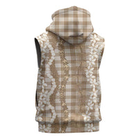 Hawaiian Ohia Lehua Lei Sleeveless Zip Hoodie Plaid Palaka Kalaihaahaa Pattern - Polynesian Pride