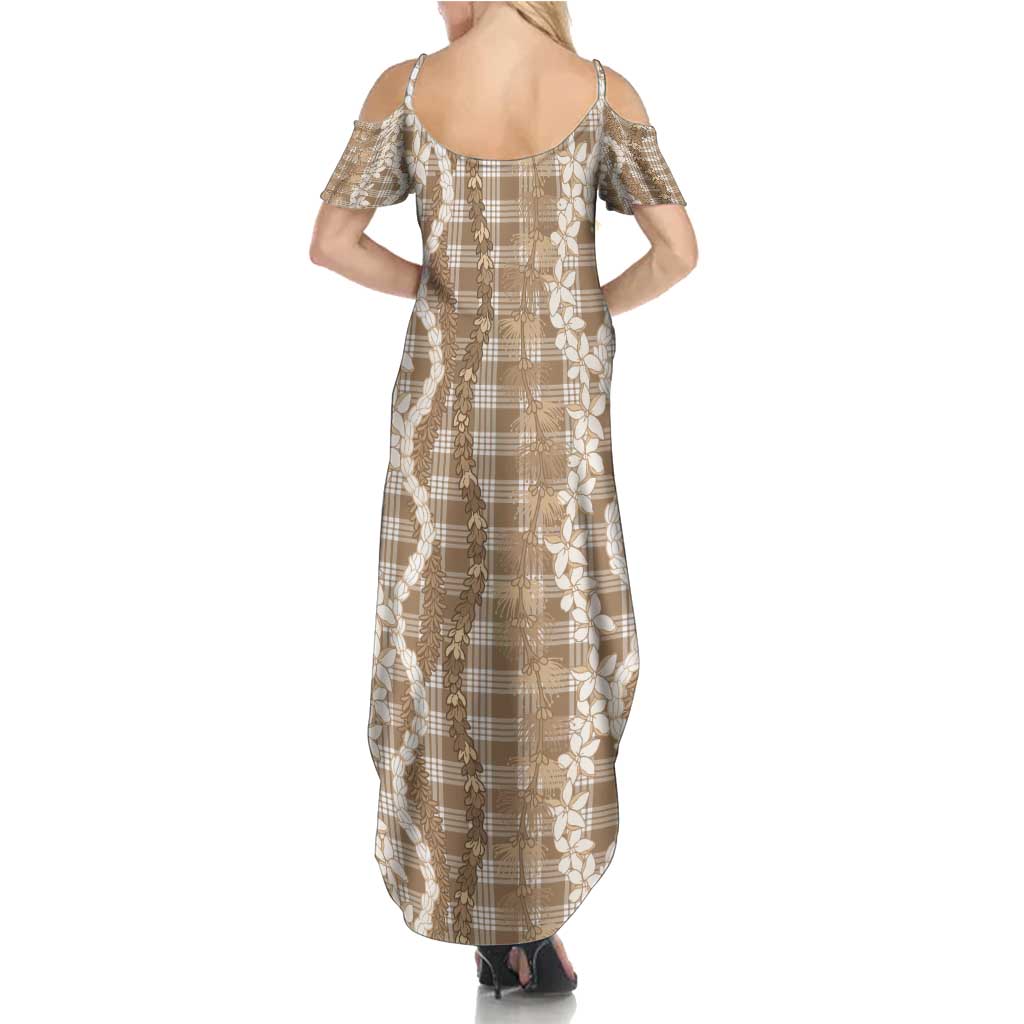 Hawaiian Ohia Lehua Lei Summer Maxi Dress Plaid Palaka Kalaihaahaa Pattern - Polynesian Pride